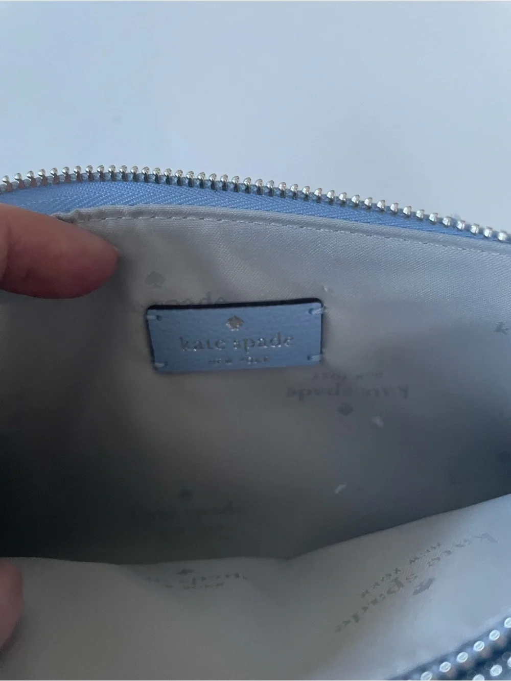 kate spade powder blue pebble leather wristlet